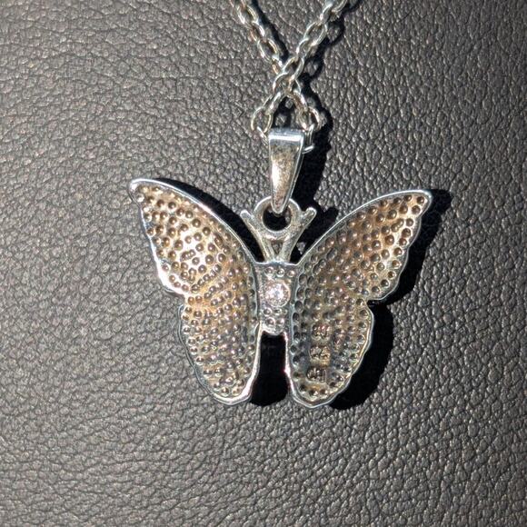 Jenna Blue Purple CZ Butterfly Pendant 18.5" Necklace - Picture 4 of 6